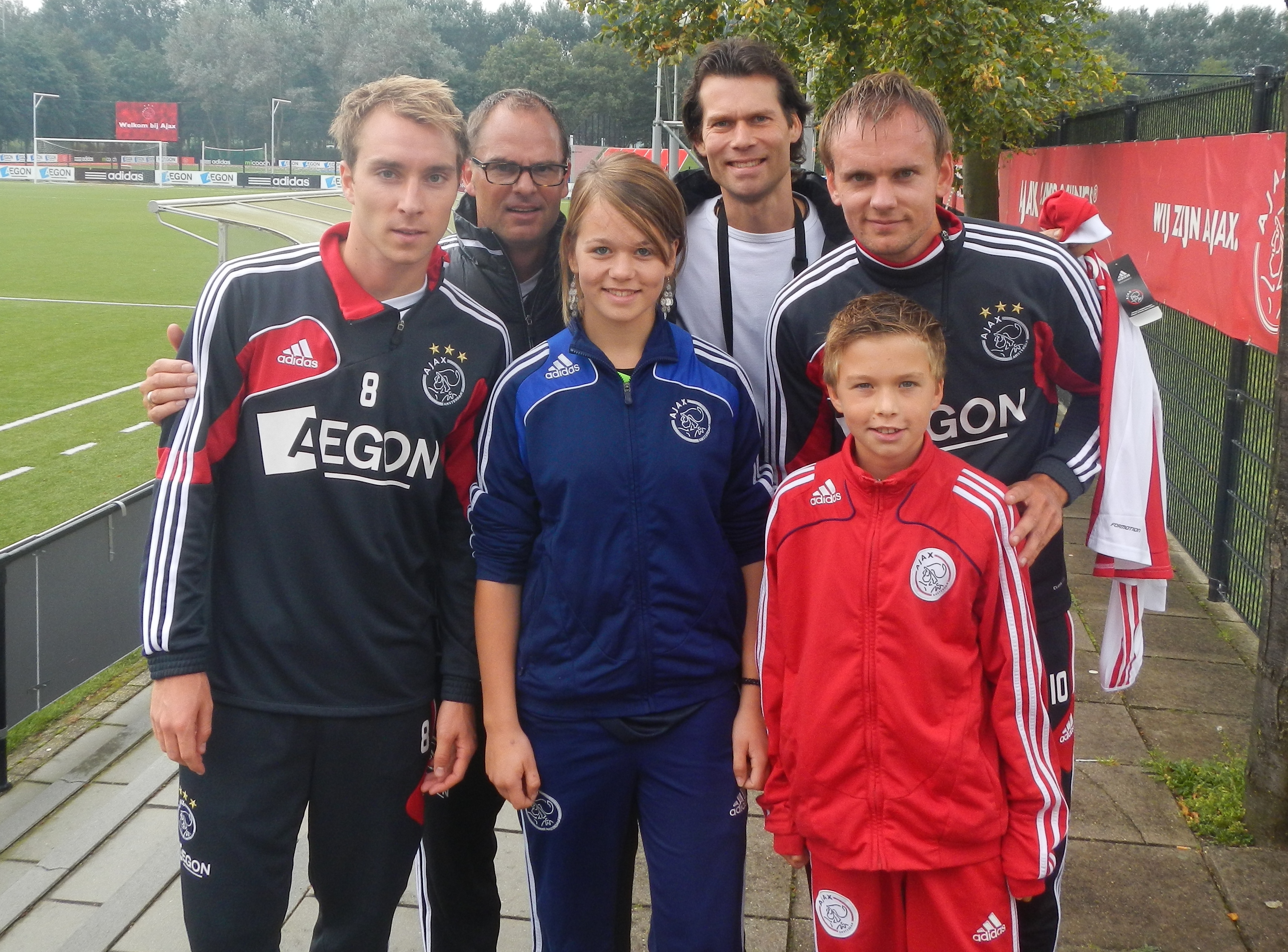 René, Tim and Noor at Ajax - with Frank de Boer, Christian Eriksen and Siem de Jong